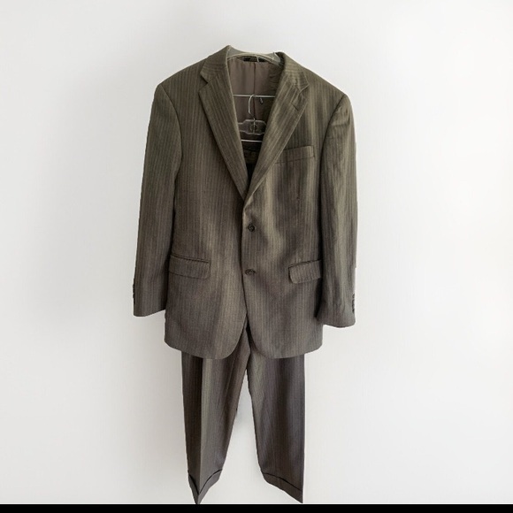 Men’s Grey Suit Hart Schaffner Marx Gold Trumpeter Loro Piana‎ 42 Chest 32 Waist - Picture 1 of 16